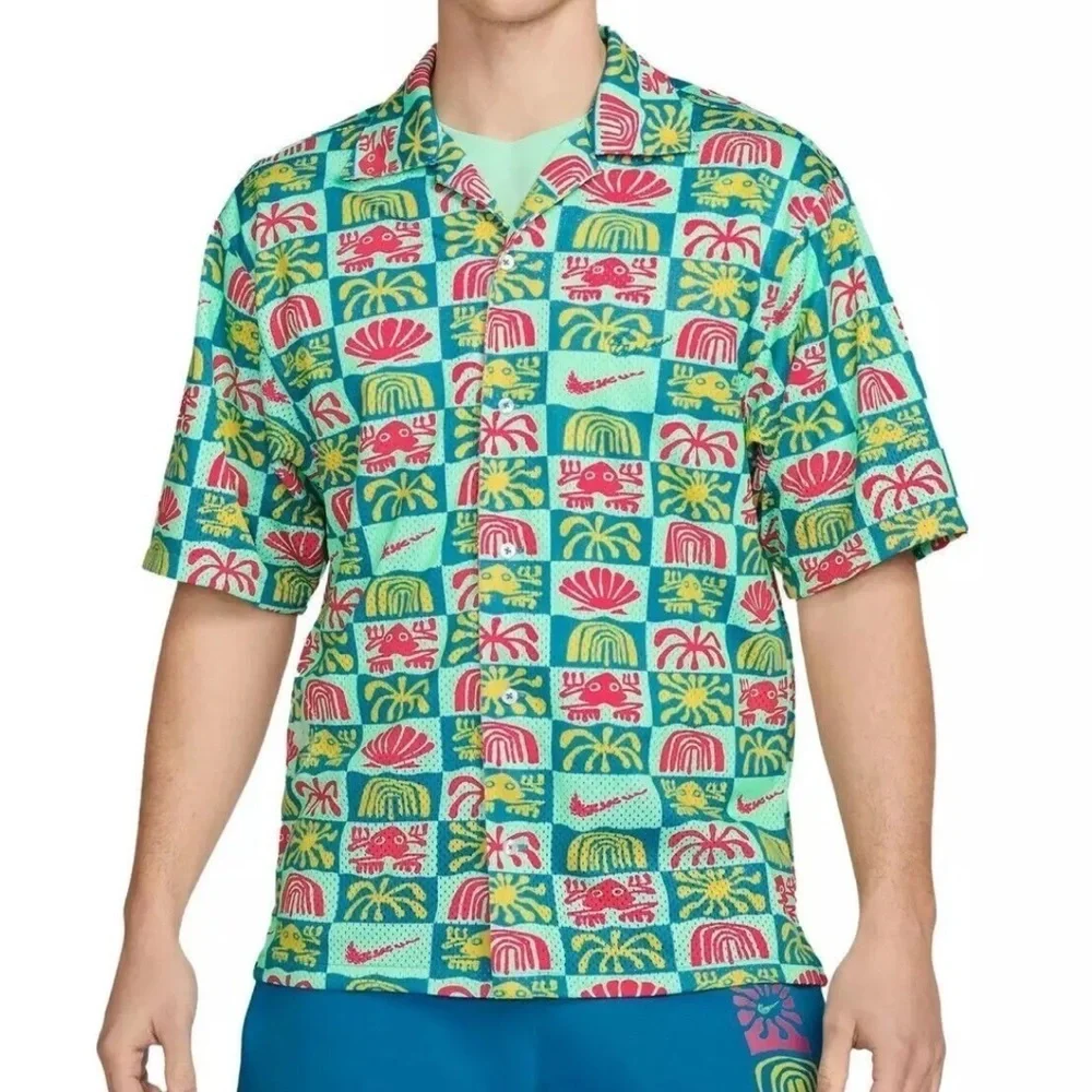 Nike Mesh Hawaiian Resort Camp Shirt Dri-Fit Mens Size Small Retail $85